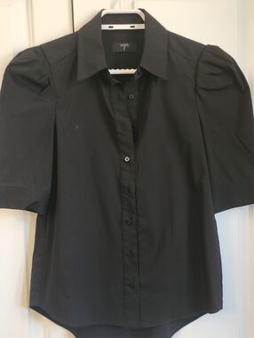 Tahari Black Collared Button Shirt